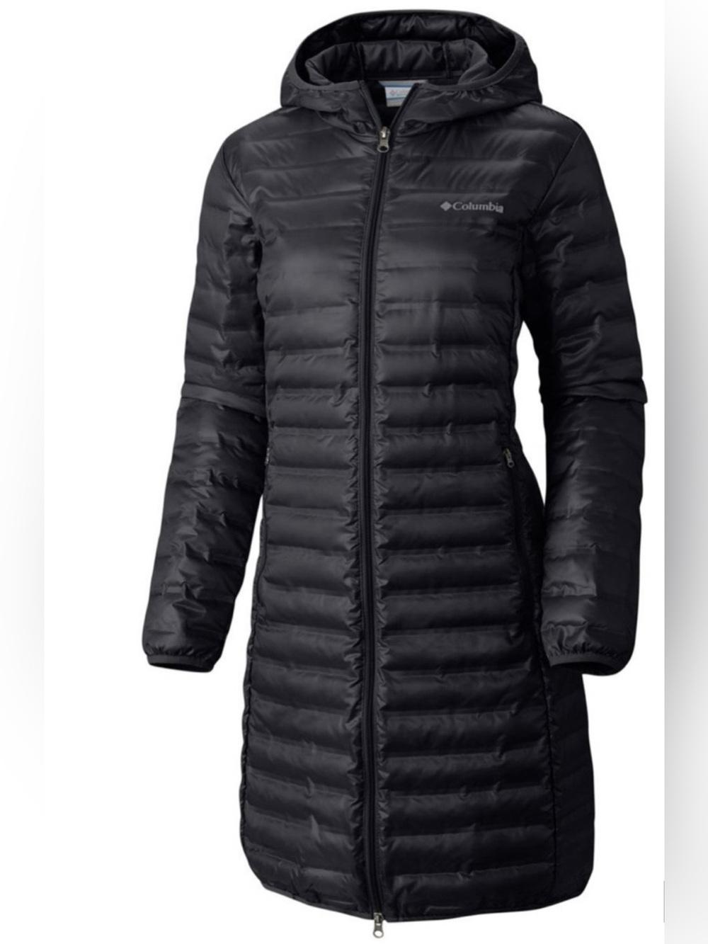 Columbia Women's Black Long Packable Hooded Puffer Coat